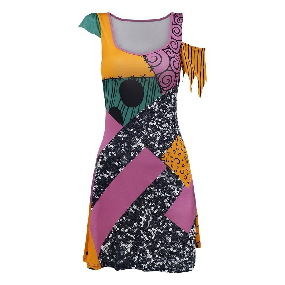 4904 Sally Dress Halloween Cosplay Sally Costume Short Sleeve Dresses